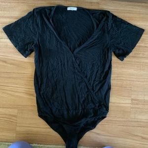 Madewell Black Flared Sleeve Bodysuit